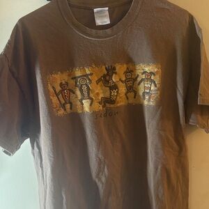 Gildan Brown Short Sleeve Tee with Tribal Print